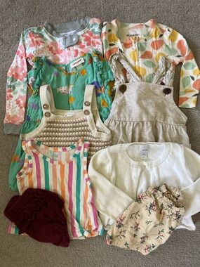 9-pc Bundle assorted toddler girl clothes, 12-18M/18M.